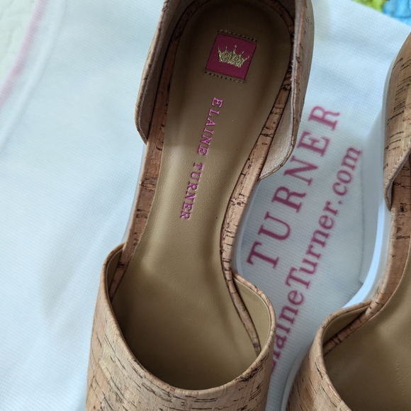 Elaine Turner Cork wedges size 8 EUC New in Box Anika - Picture 5 of 7